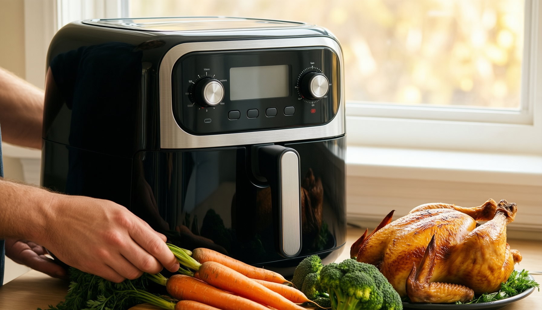morphy richards dual zone air fryer — illustrative AI-generated lifestyle image