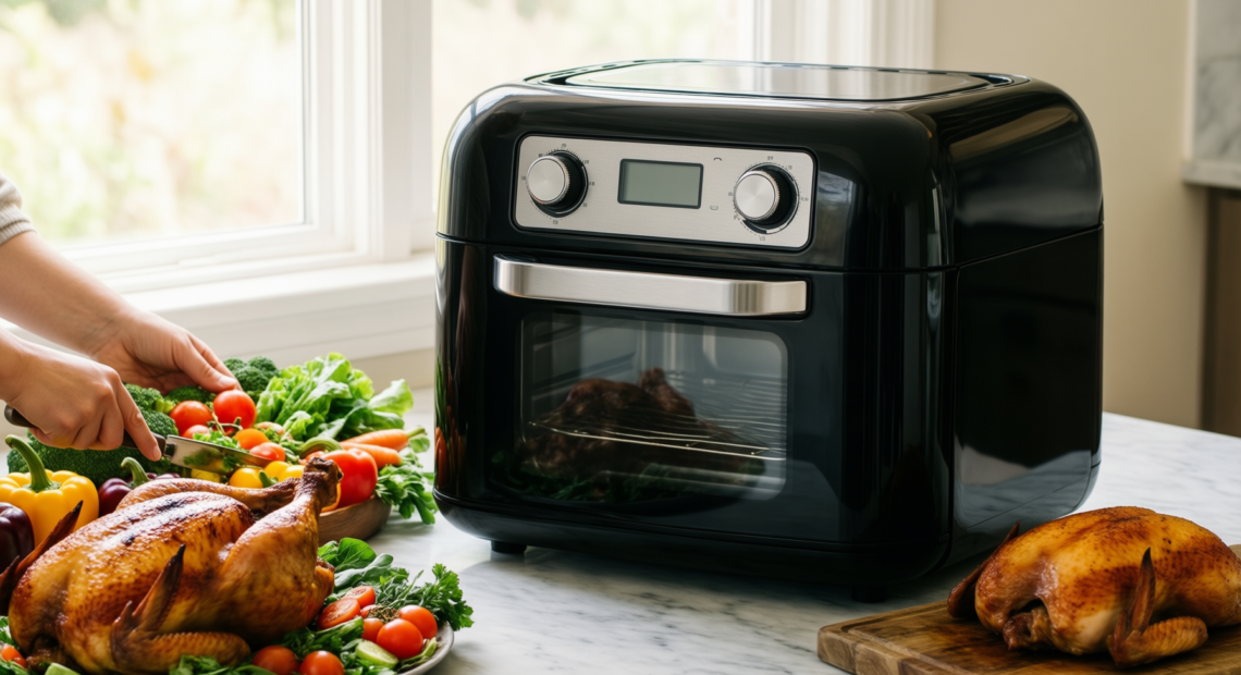 Hamilton Beach dual zone air fryer — illustrative AI-generated lifestyle image