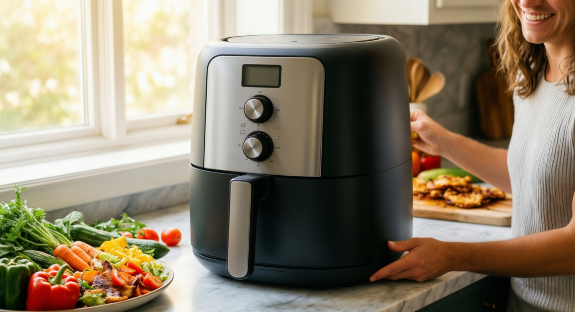 Haier 11L Flex Double Drawer Airfryer — illustrative AI-generated lifestyle image