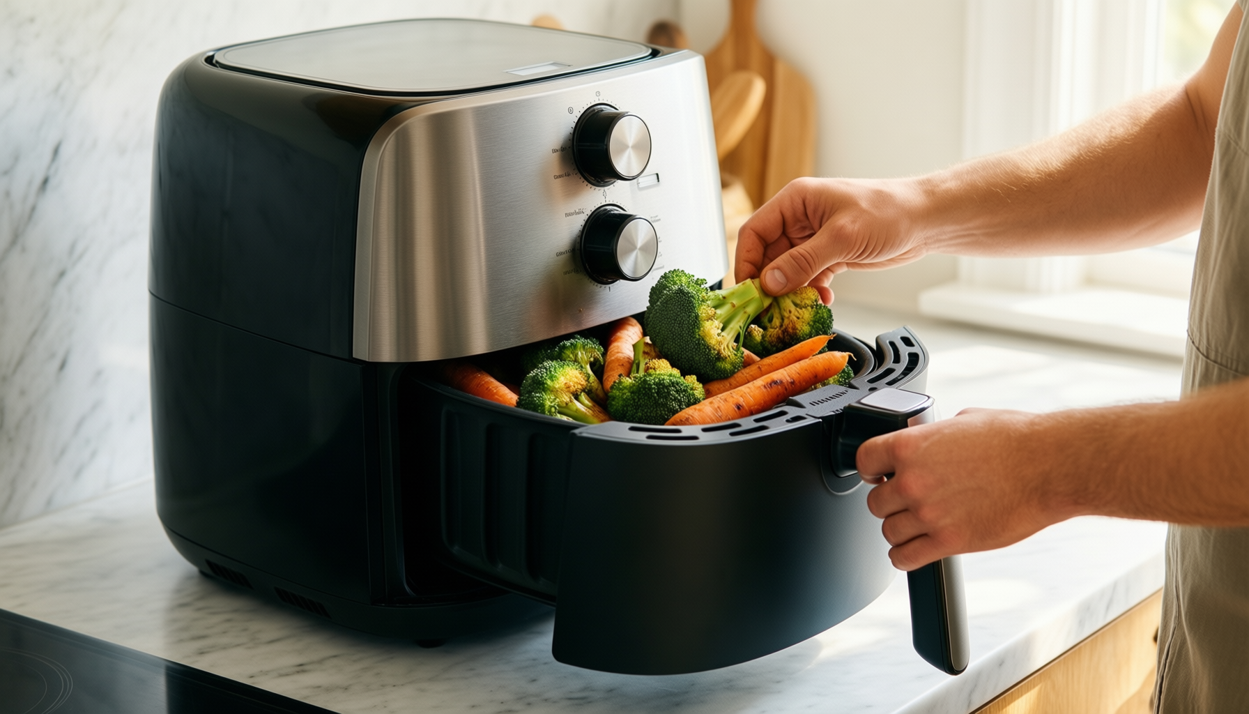 adivo dual capacity air fryer — illustrative AI-generated lifestyle image