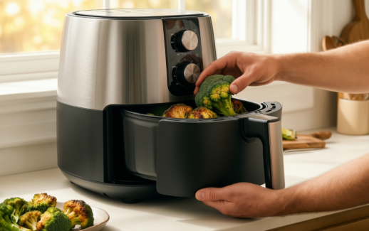 amazon basics 5 7l air fryer with window — illustrative AI-generated lifestyle image