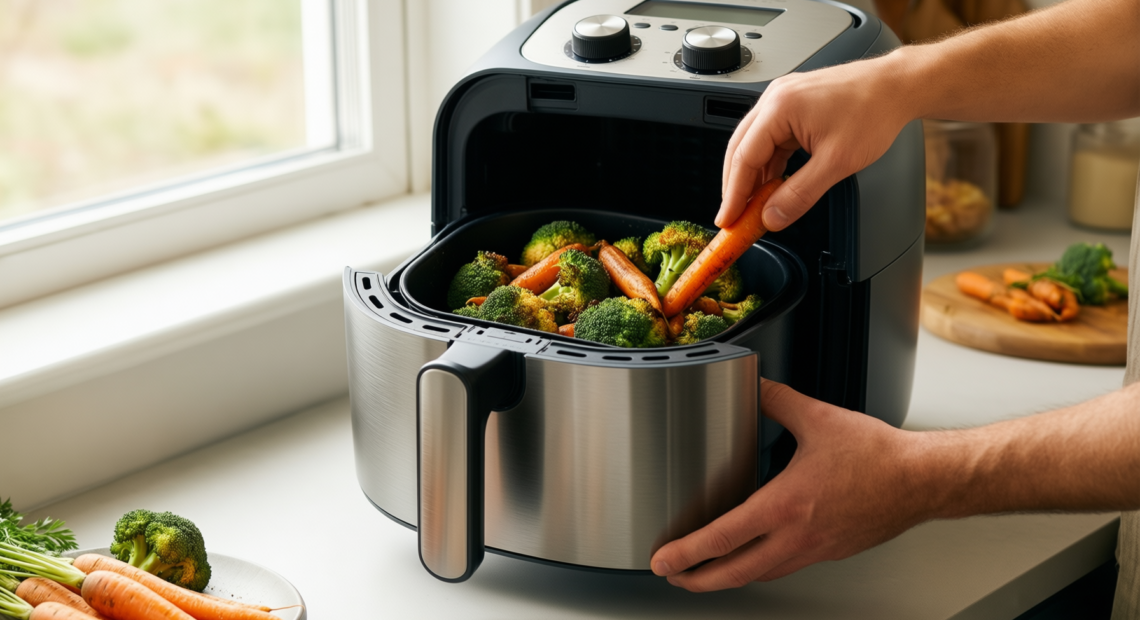amazon basics 6 litre air fryer — illustrative AI-generated lifestyle image