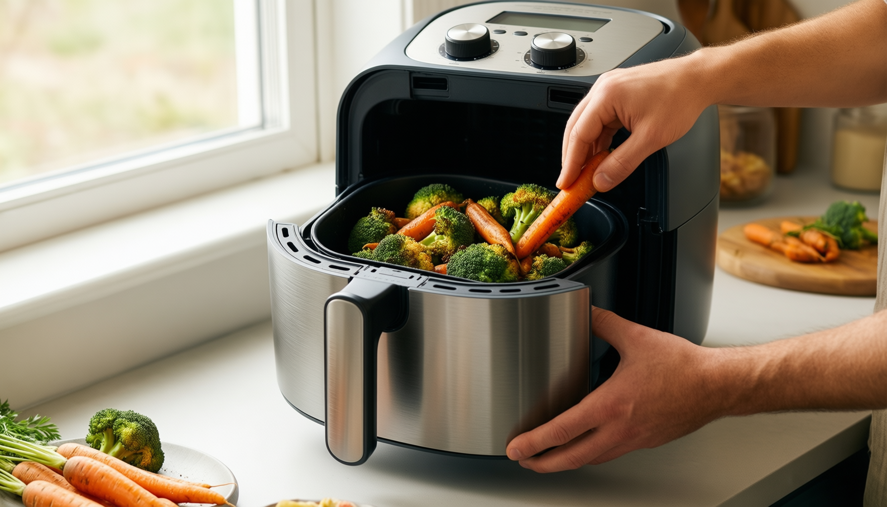 amazon basics 6 litre air fryer — illustrative AI-generated lifestyle image
