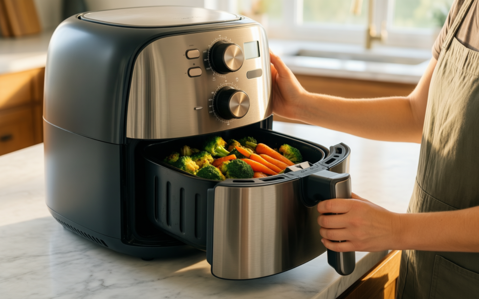 amazon basics air fryer with window — illustrative AI-generated lifestyle image
