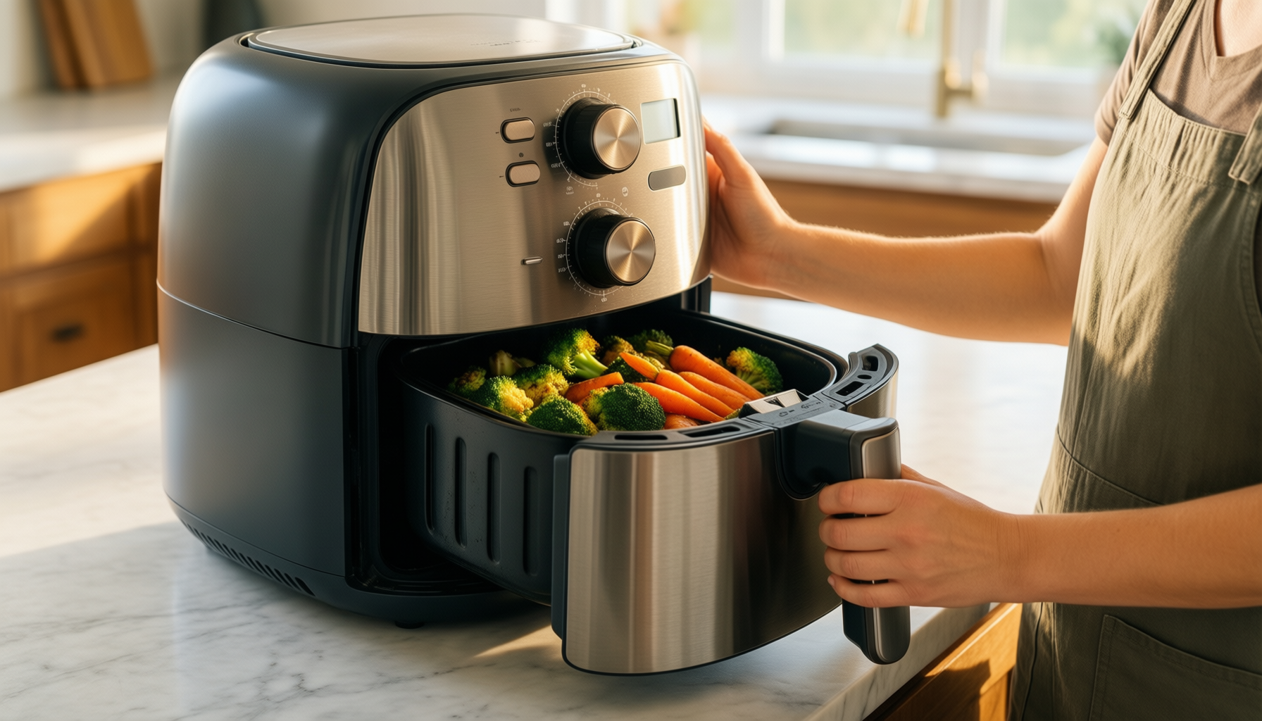 amazon basics air fryer with window — illustrative AI-generated lifestyle image