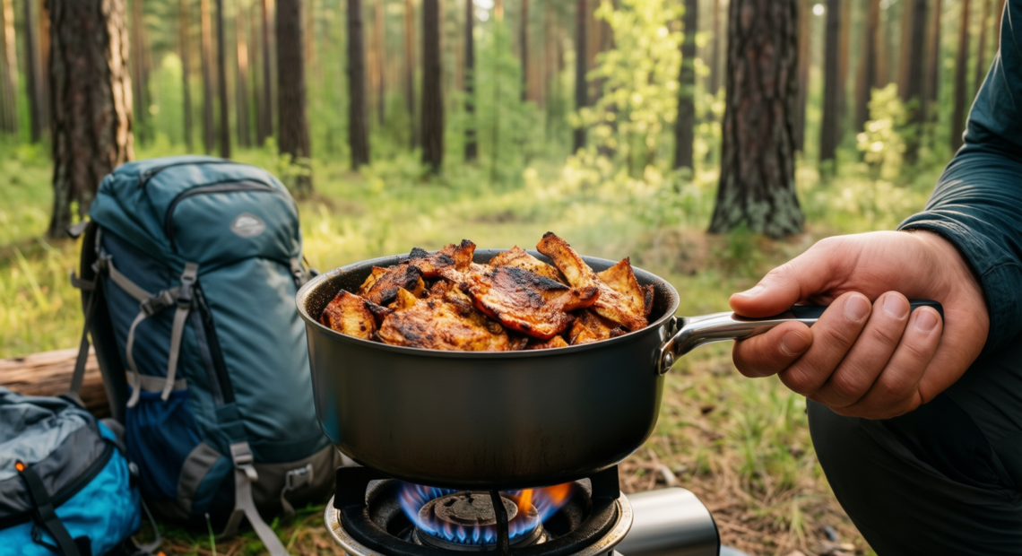 camping cookware set for 2 — illustrative AI-generated lifestyle image