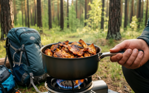 camping cookware set for 2 — illustrative AI-generated lifestyle image