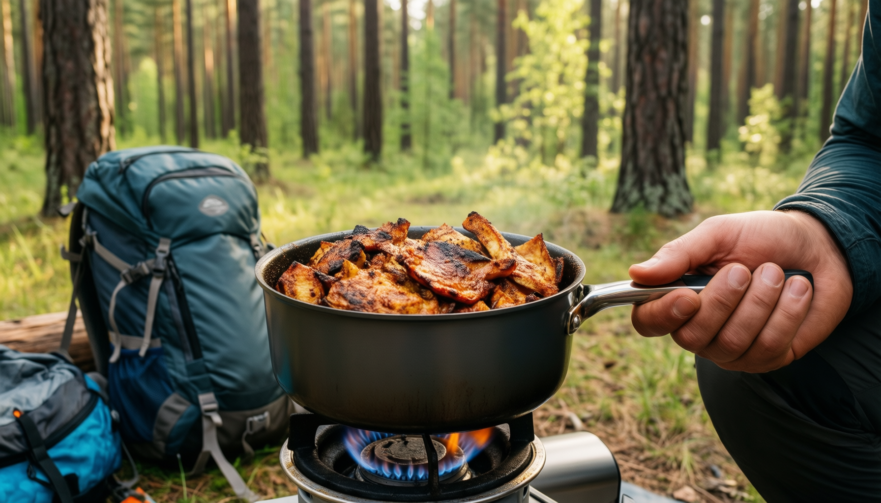 camping cookware set for 2 — illustrative AI-generated lifestyle image