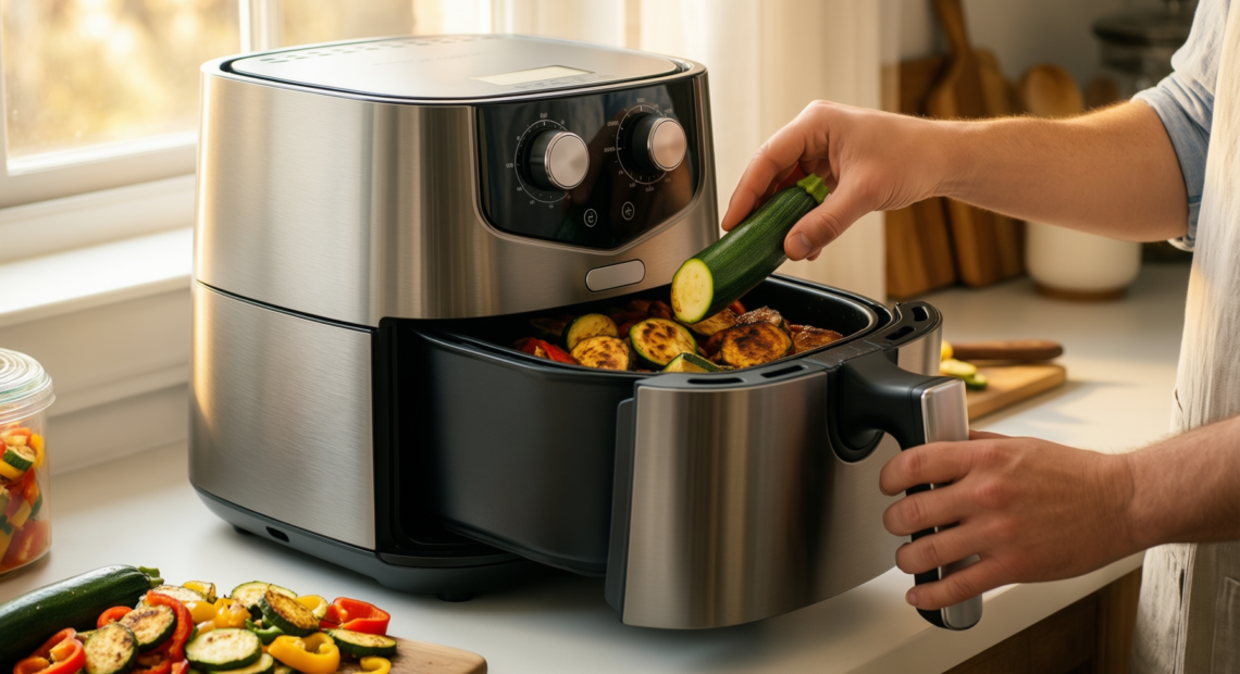 dual air fryer uk — illustrative AI-generated lifestyle image