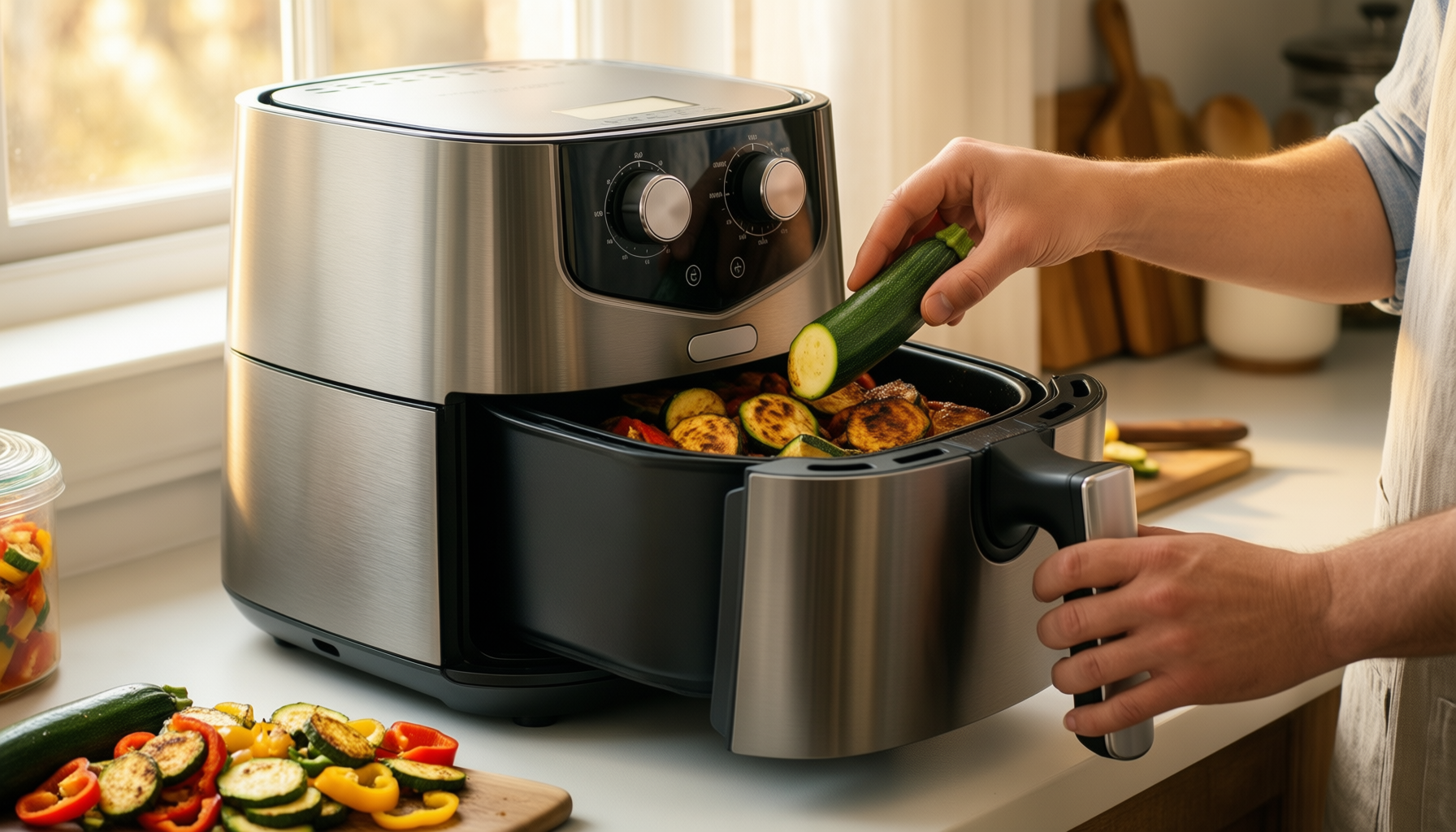 dual air fryer uk — illustrative AI-generated lifestyle image