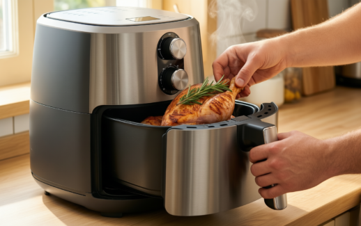 large air fryer oven with rotisserie — illustrative AI-generated lifestyle image