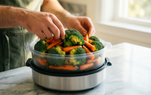 morphy richards food steamer review — illustrative AI-generated lifestyle image