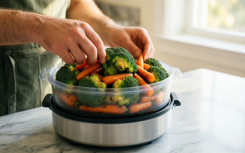 morphy richards food steamer review — illustrative AI-generated lifestyle image