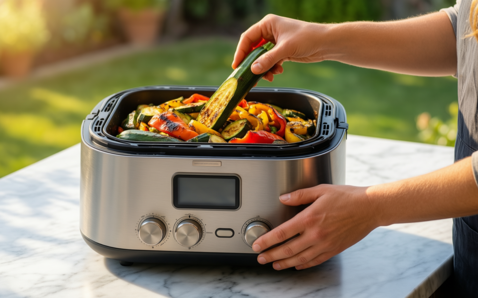ninja crispi portable air fryer — illustrative AI-generated lifestyle image