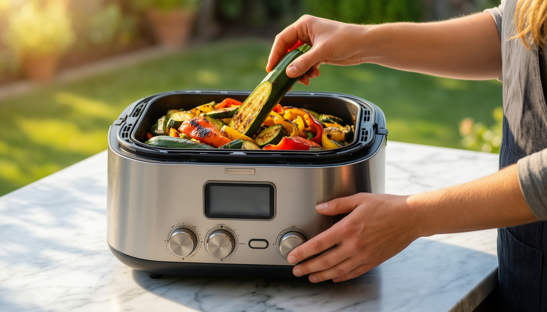 ninja crispi portable air fryer — illustrative AI-generated lifestyle image