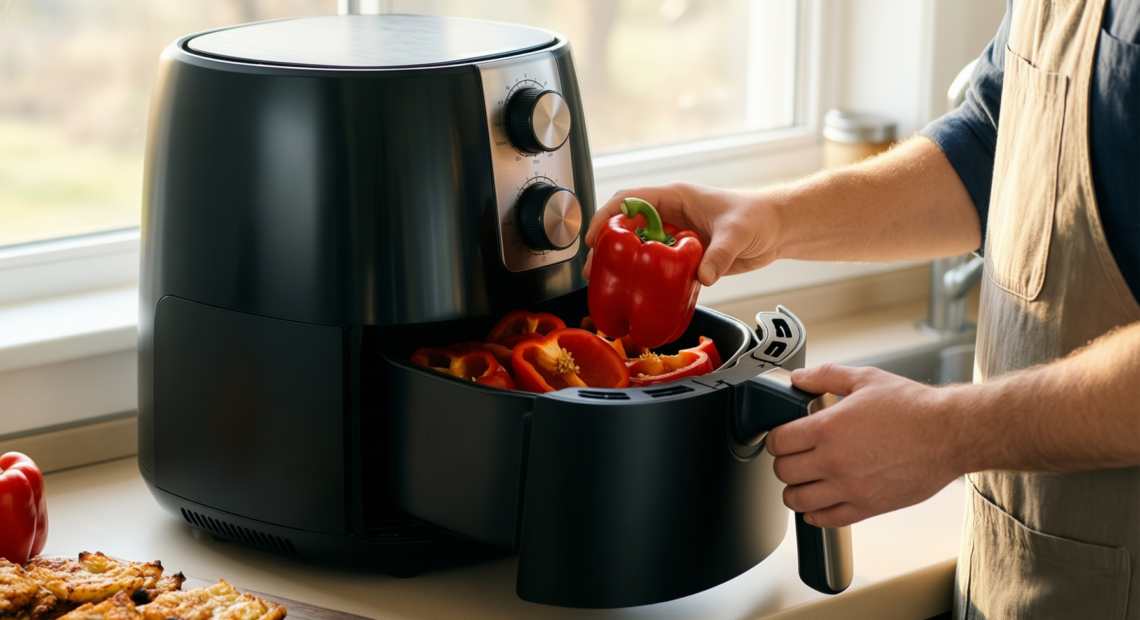 ninja foodi max health grill air fryer — illustrative AI-generated lifestyle image