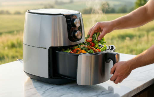 nutrichef 5 5l air fryer with glass window — illustrative AI-generated lifestyle image