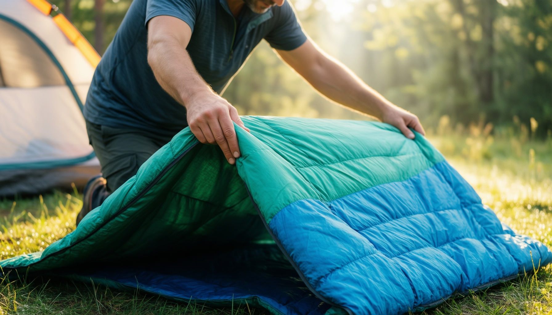 packable down blanket for camping — illustrative AI-generated lifestyle image