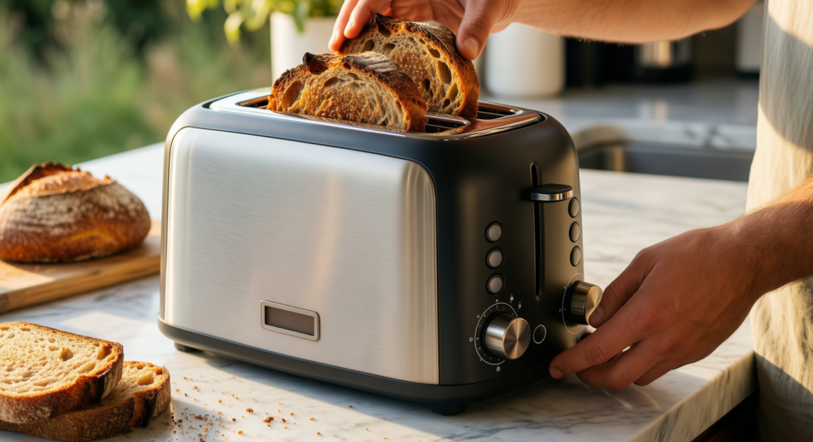 russell hobbs 4 slice toaster review — illustrative AI-generated lifestyle image