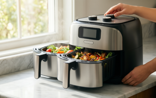 russell hobbs dual air fryer 9l review — illustrative AI-generated lifestyle image