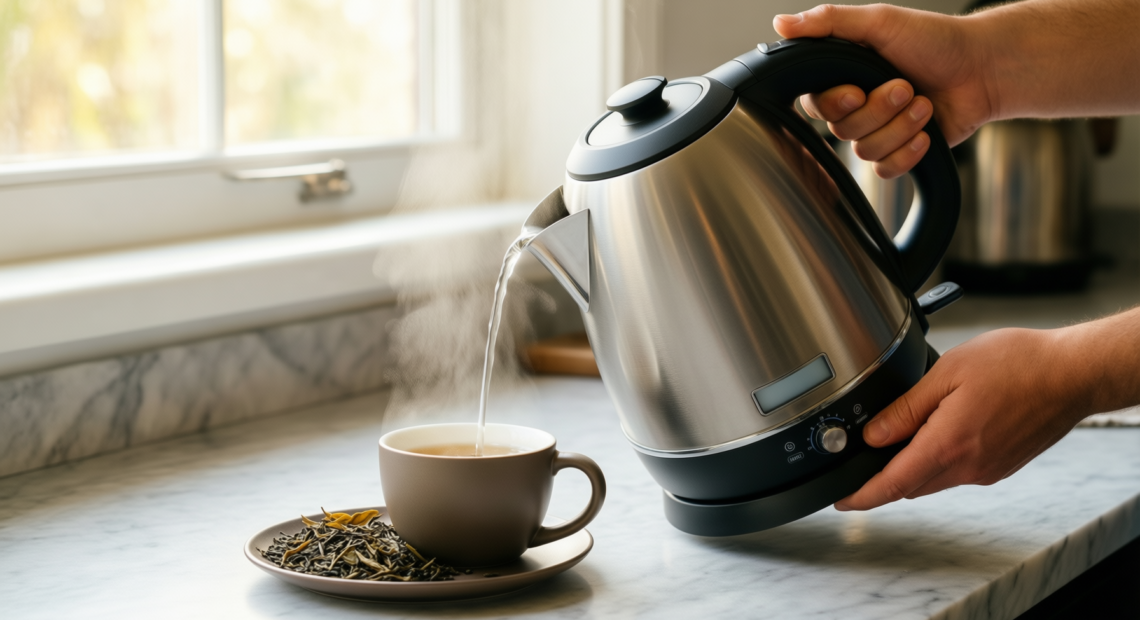 russell hobbs kettle review — illustrative AI-generated lifestyle image