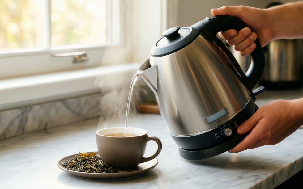 russell hobbs kettle review — illustrative AI-generated lifestyle image