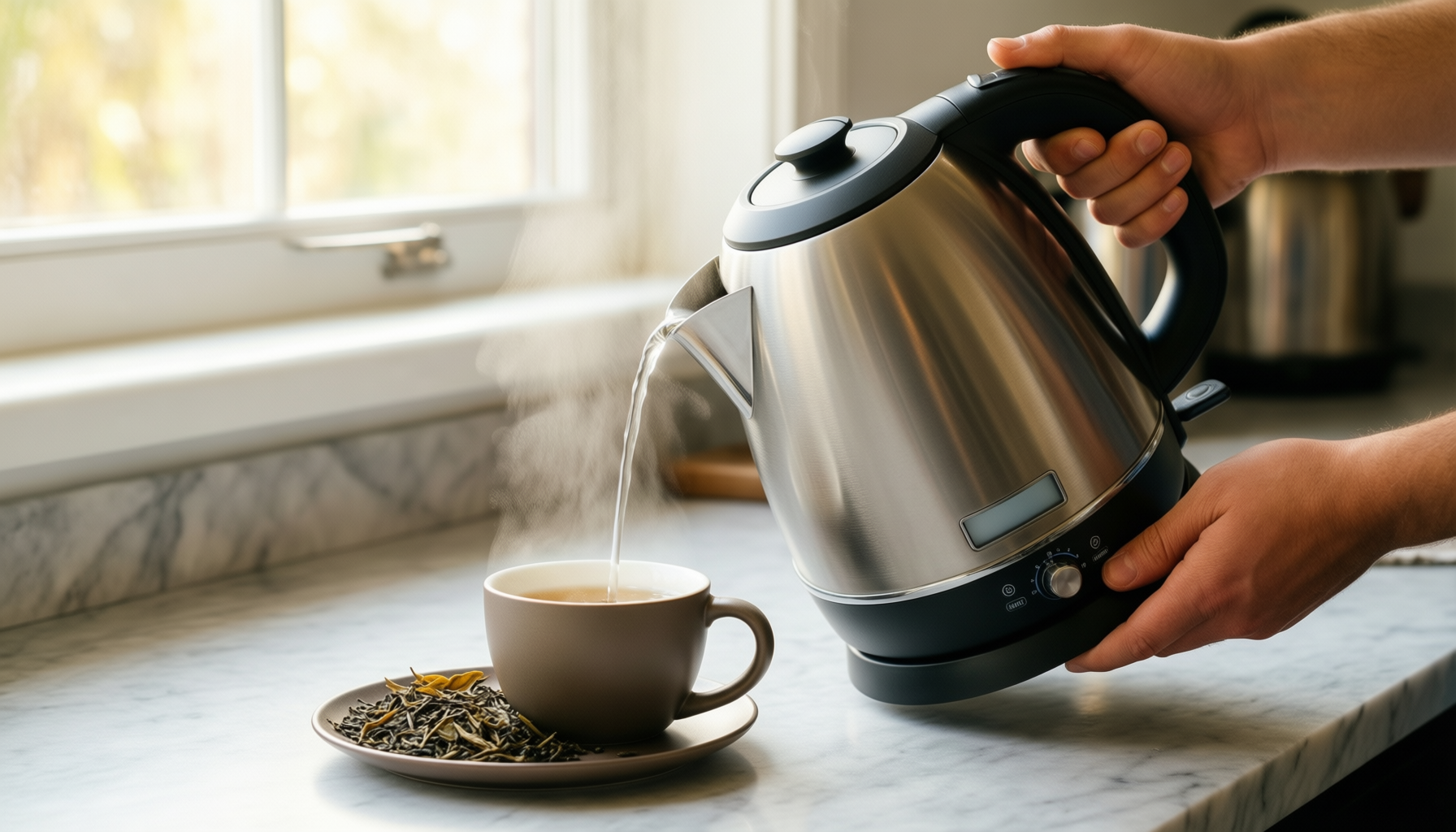 russell hobbs kettle review — illustrative AI-generated lifestyle image