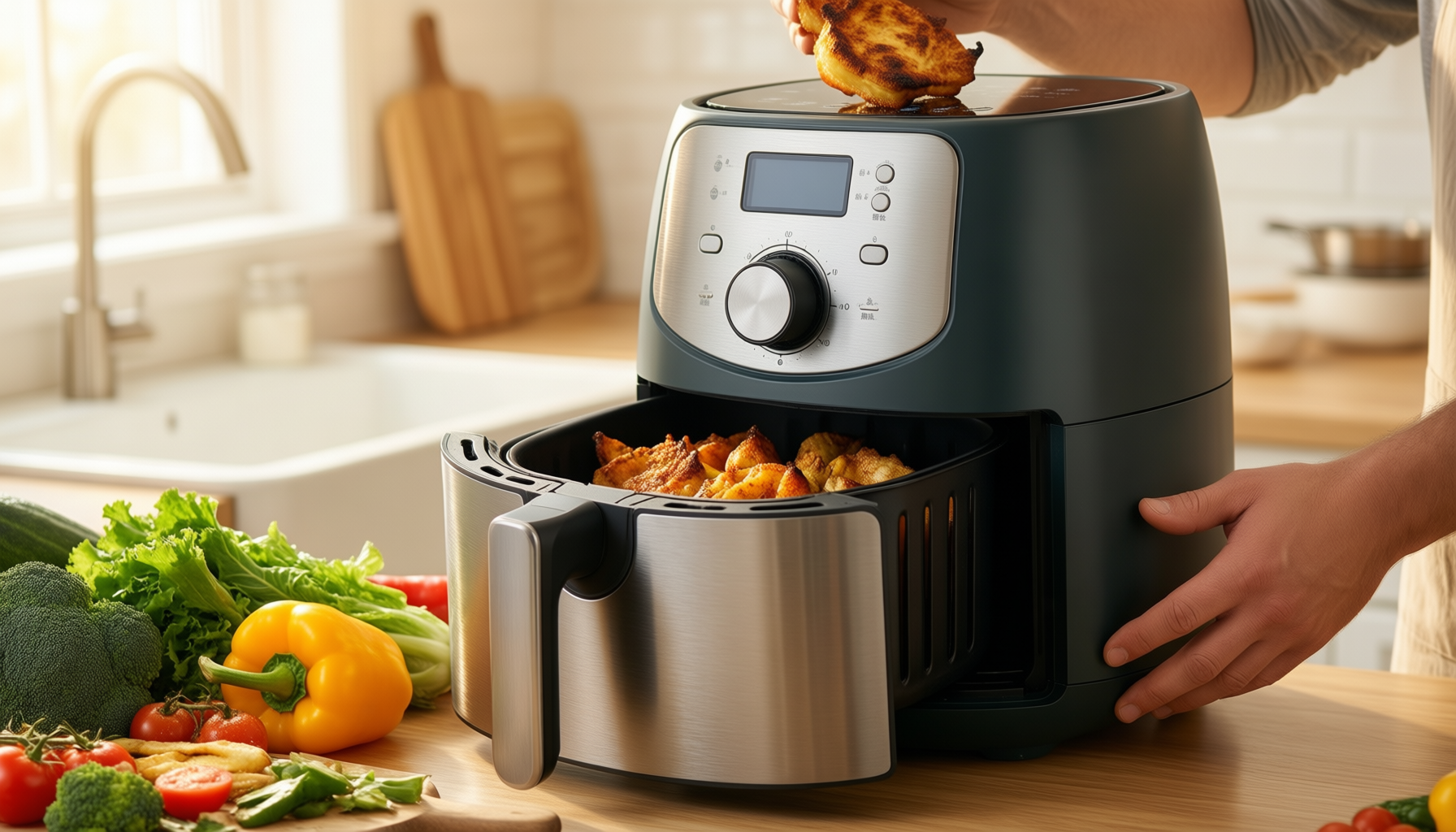 russell hobbs xxl family rapid digital air fryer 8l review — illustrative AI-generated lifestyle image