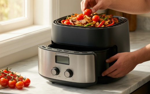 salter ek4548 dual air fryer review — illustrative AI-generated lifestyle image