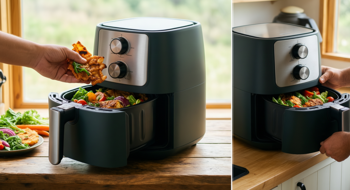 small air fryer for camping — illustrative AI-generated lifestyle image