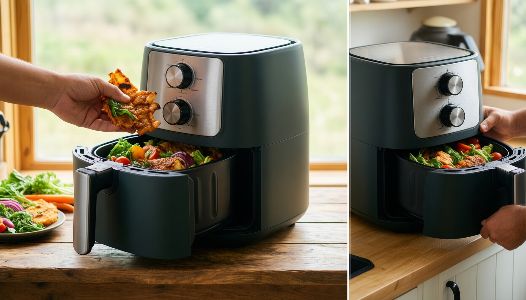 small air fryer for camping — illustrative AI-generated lifestyle image