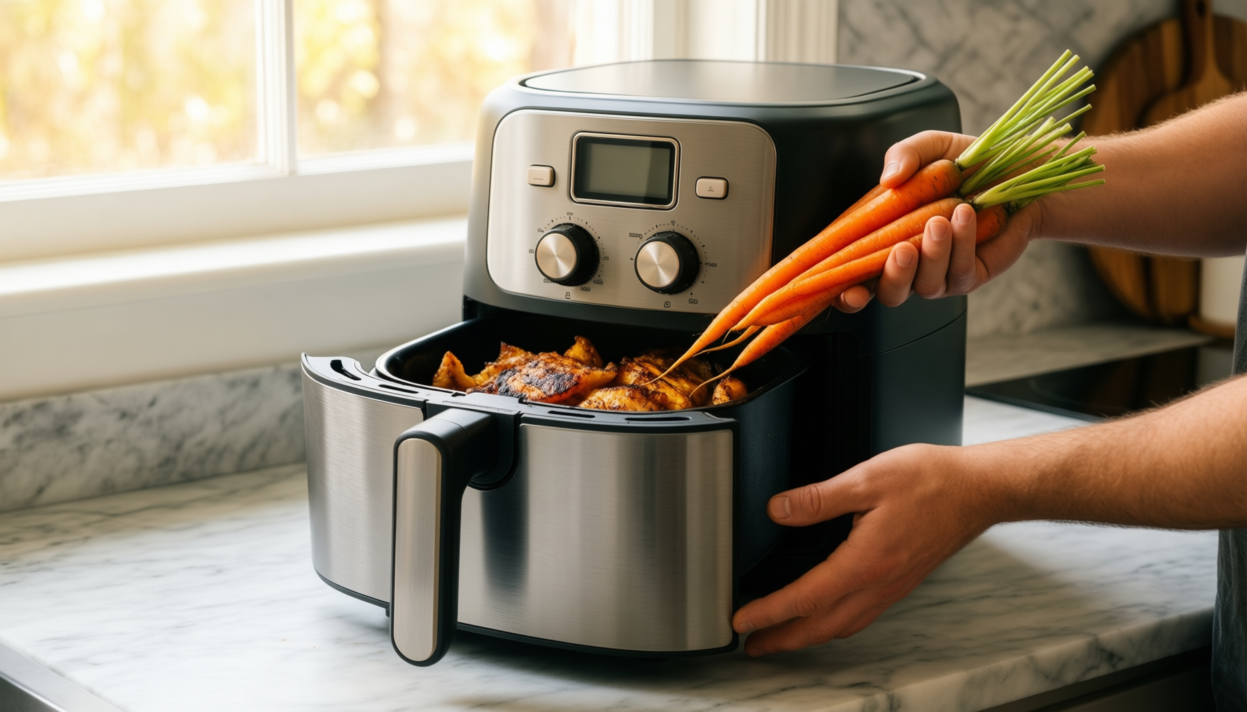 swan retro air fryer review — illustrative AI-generated lifestyle image