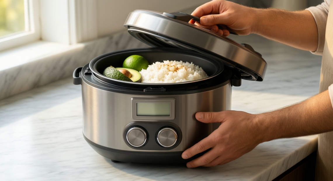 tefal rk1568uk rice cooker review — illustrative AI-generated lifestyle image
