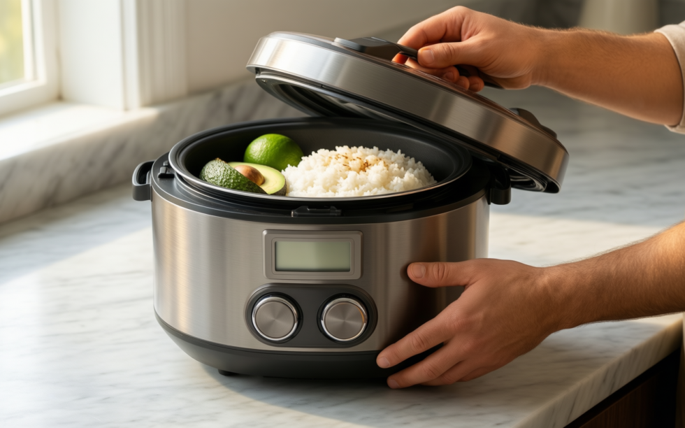 tefal rk1568uk rice cooker review — illustrative AI-generated lifestyle image