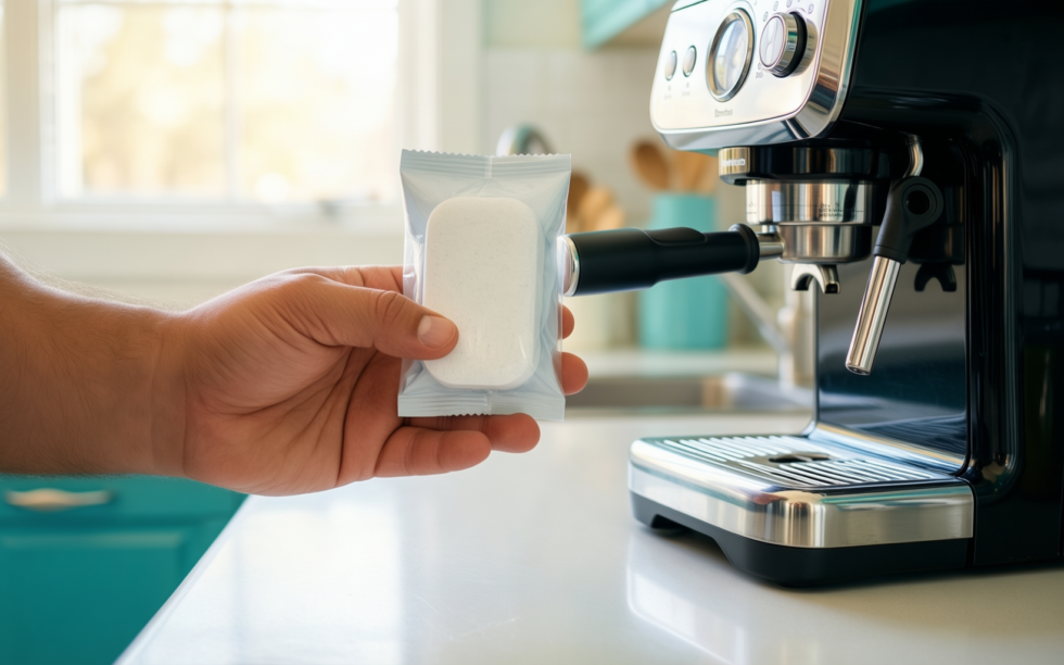 siemens eq900plus cleaning tablets — illustrative AI-generated lifestyle image