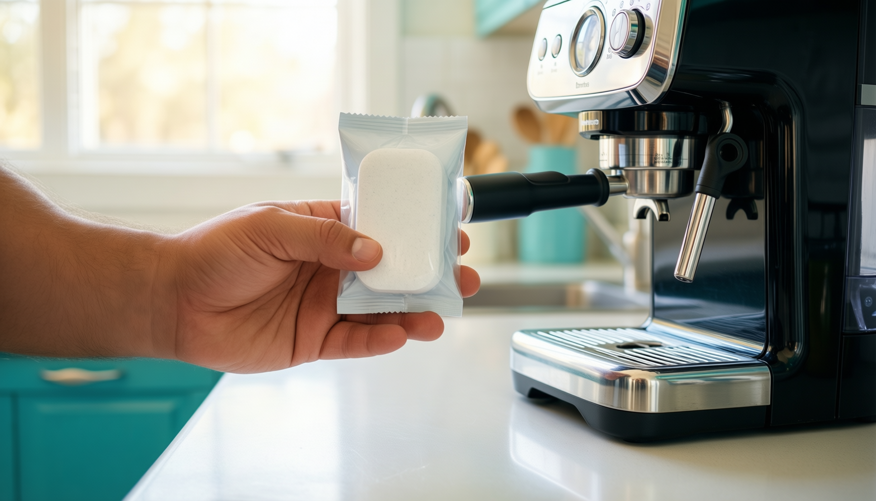 siemens eq900plus cleaning tablets — illustrative AI-generated lifestyle image