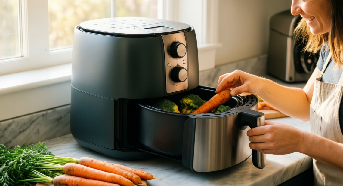 cosori dual air fryer 8.5l review — illustrative AI-generated lifestyle image