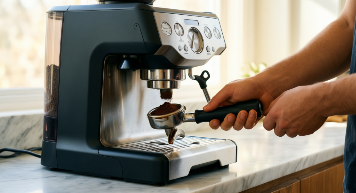 delonghi dedica filter holder arm — illustrative AI-generated lifestyle image