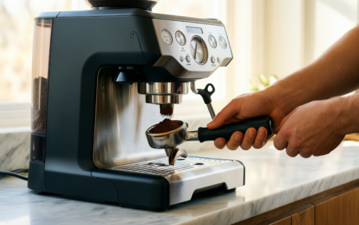 delonghi dedica filter holder arm — illustrative AI-generated lifestyle image