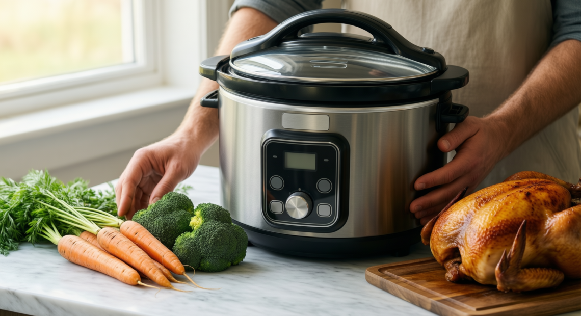 morphy richards slow cooker — illustrative AI-generated lifestyle image