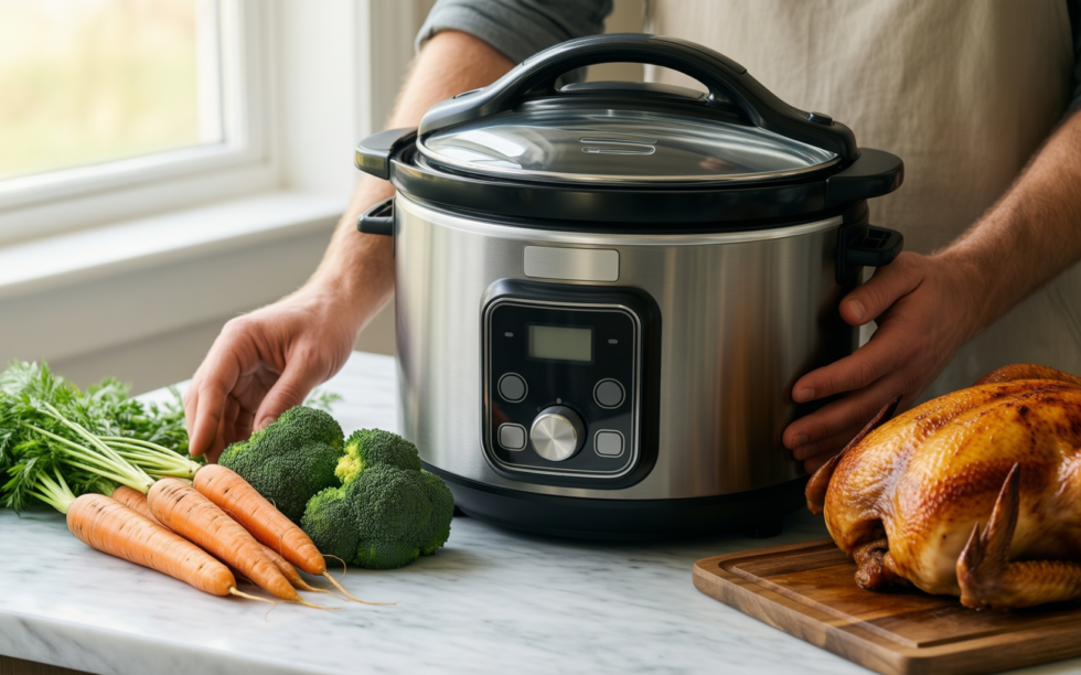 morphy richards slow cooker — illustrative AI-generated lifestyle image