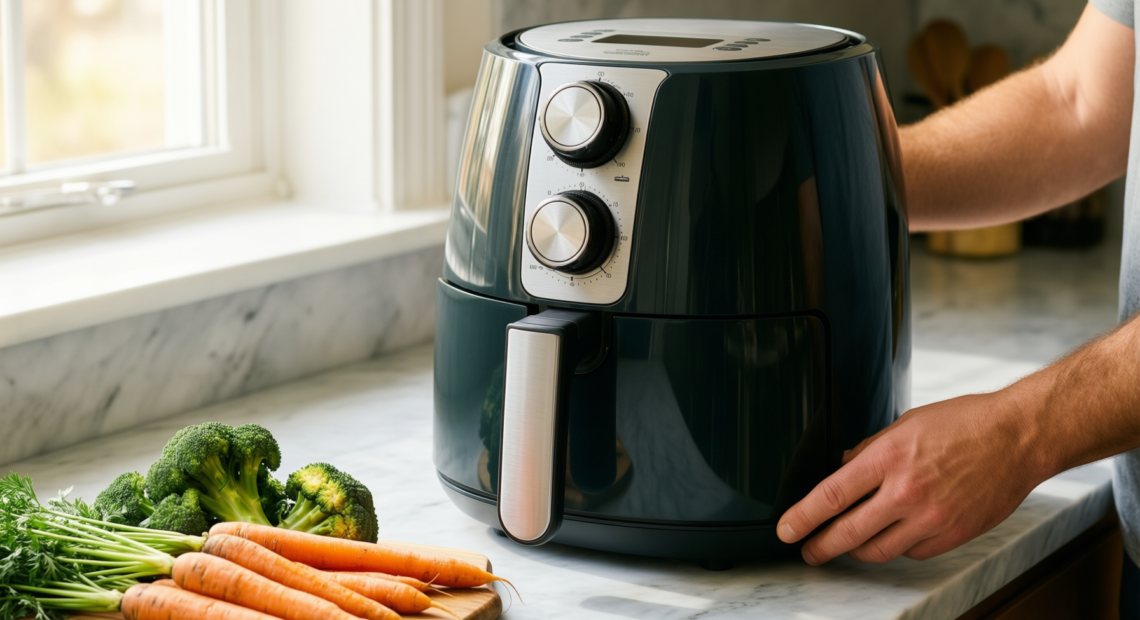 dual zone air fryer 8l — illustrative AI-generated lifestyle image