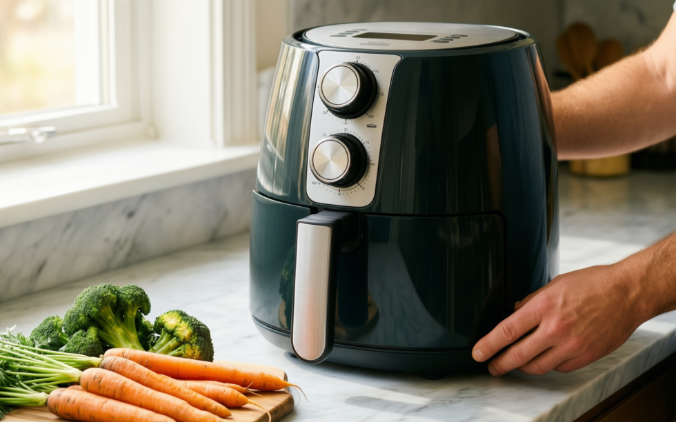 dual zone air fryer 8l — illustrative AI-generated lifestyle image