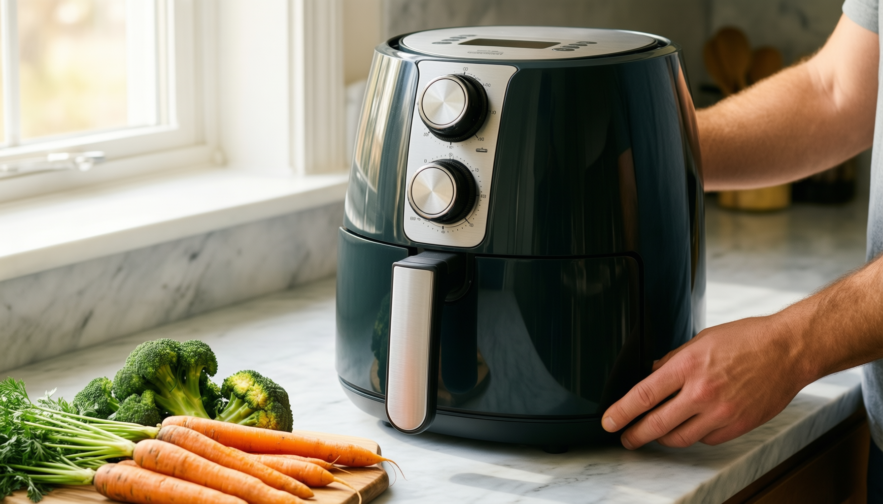 dual zone air fryer 8l — illustrative AI-generated lifestyle image