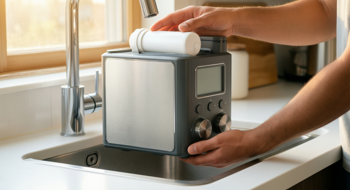 sage coffee machine water filter replacement — illustrative AI-generated lifestyle image