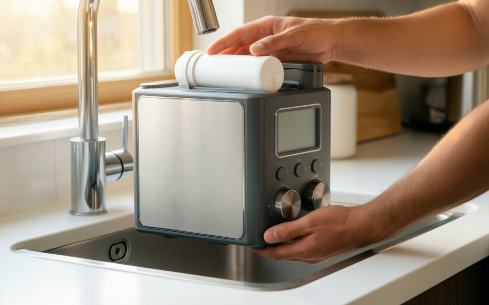 sage coffee machine water filter replacement — illustrative AI-generated lifestyle image