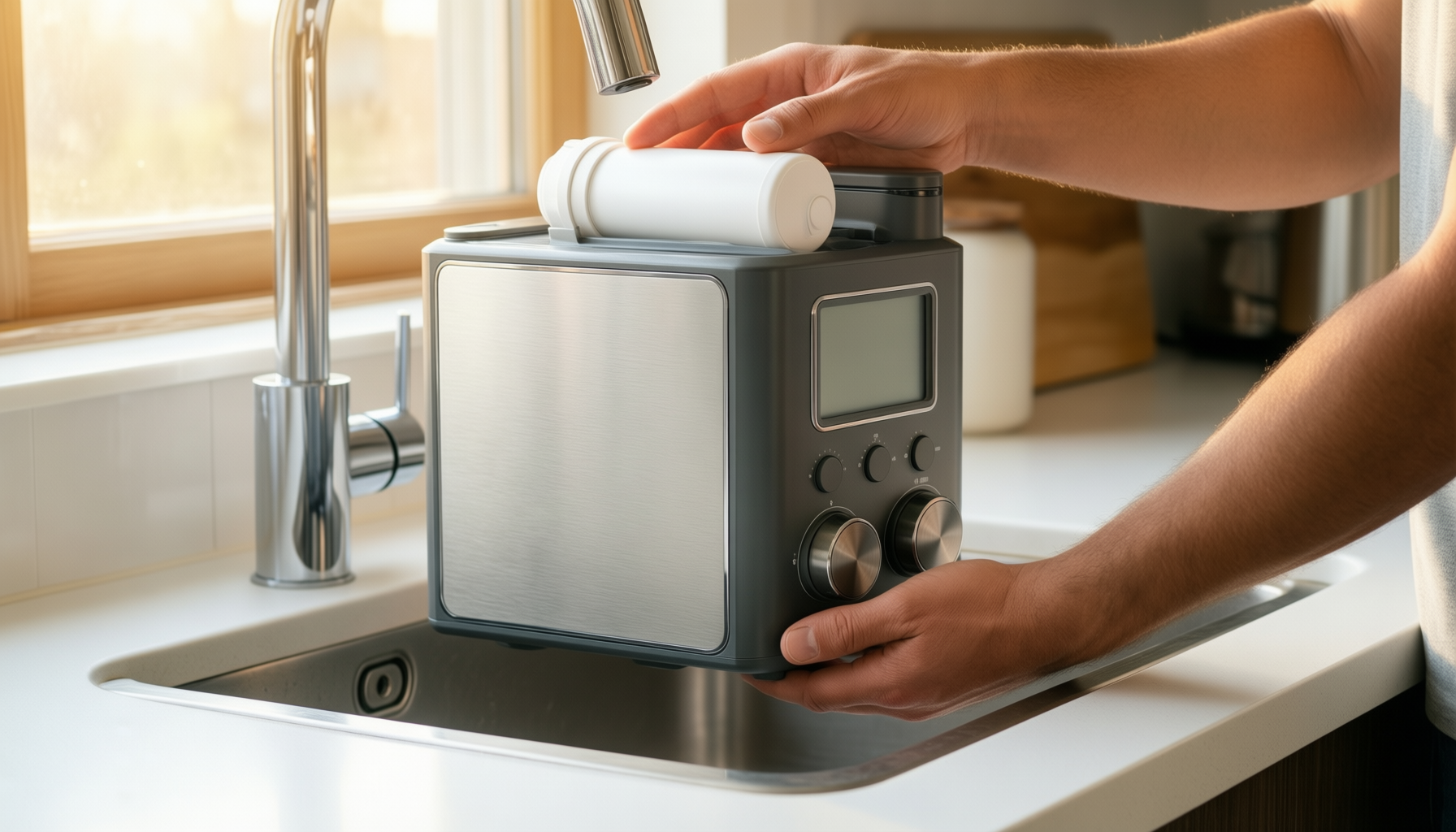 sage coffee machine water filter replacement — illustrative AI-generated lifestyle image