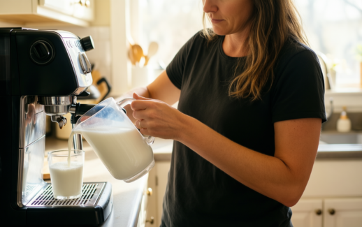 sage temp control milk jug — illustrative AI-generated lifestyle image