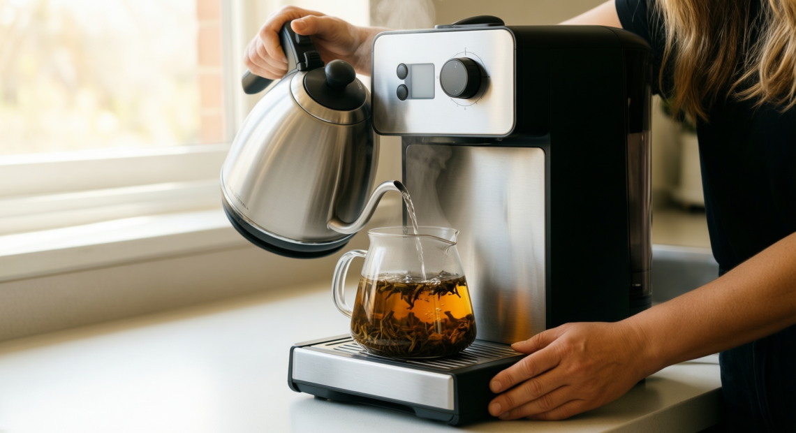 electric gooseneck kettle — illustrative AI-generated lifestyle image