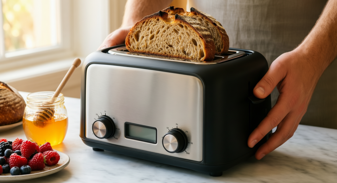 dualit classic 2 slice vario toaster — illustrative AI-generated lifestyle image
